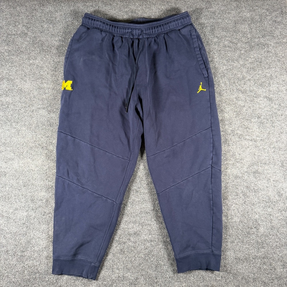 Jordan Nike University Of Michigan Joggers Men's 2XL Navy Blue Sweatpants NCAA